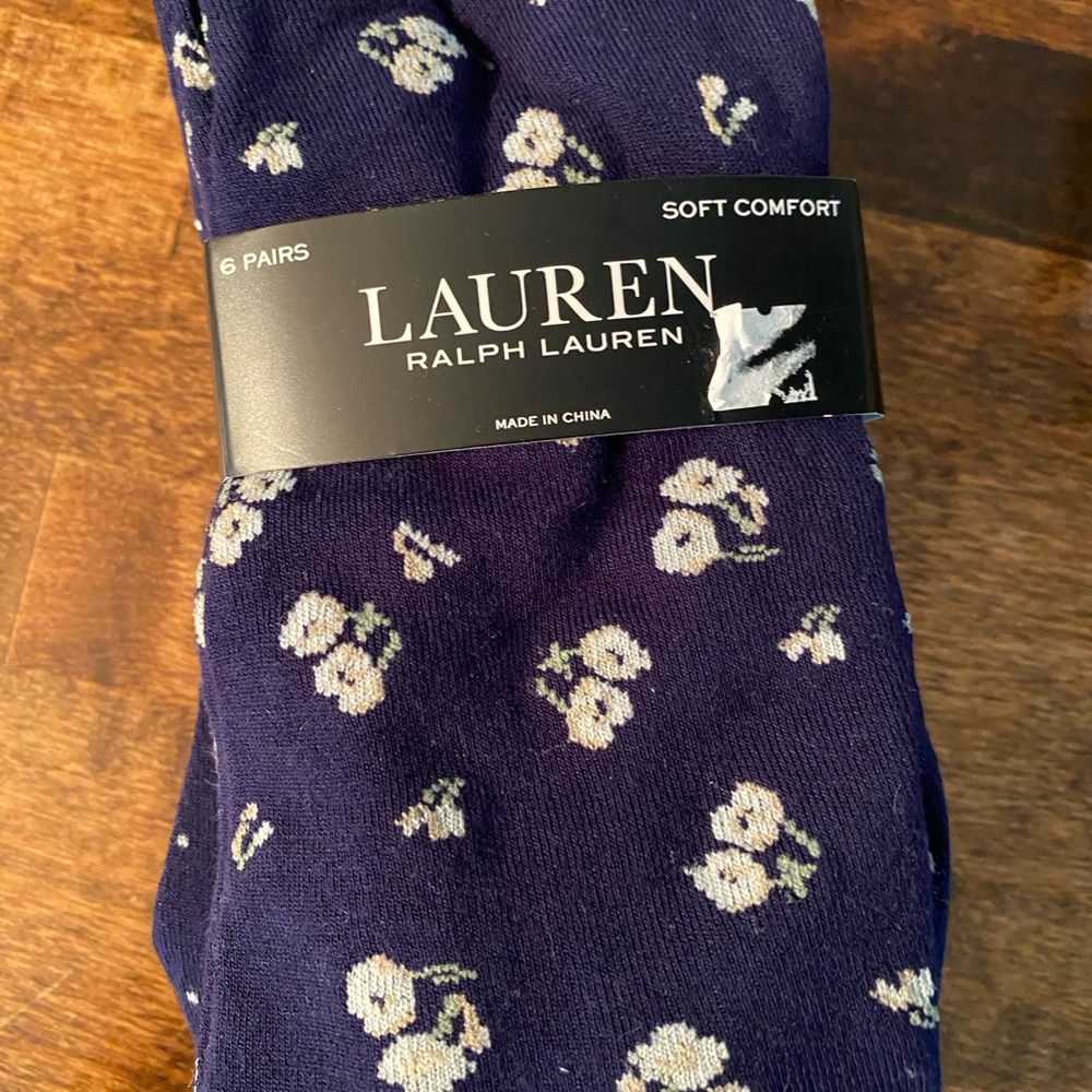 6 Pair Lauren by Ralph Lauren Socks Navy Blue and White Brand new